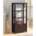 Espresso Bookcase with 3 Shelves and Door D2232