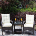 Beige Cushion Wicker Rattan 3 Piece Sectional Sofa A382