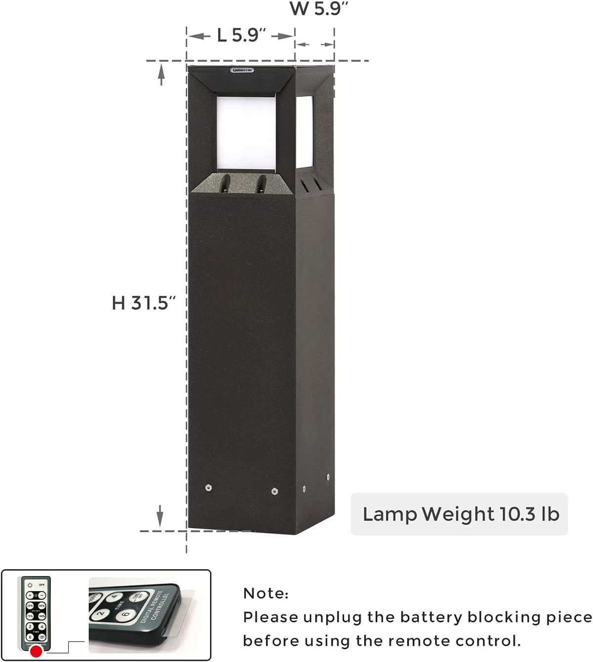 Solar Landscape Path Light, 32 Inches Outdoor Bollard Lighting Y79824