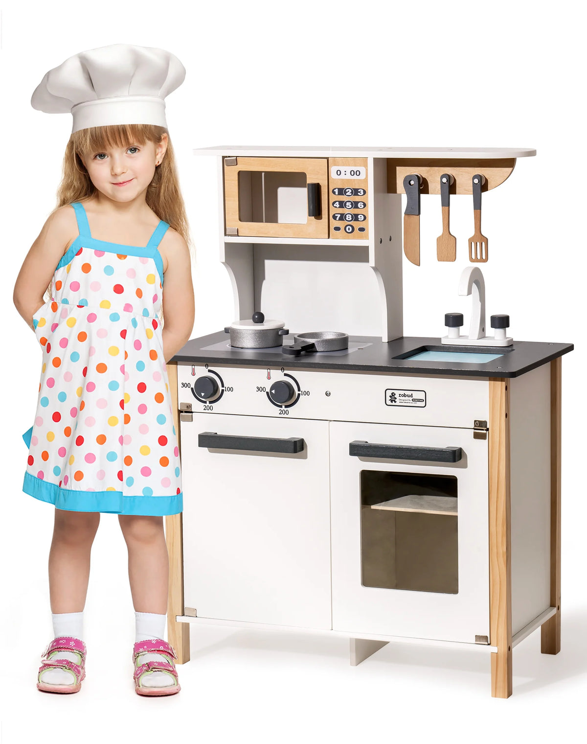 White Pretend Wooden Kitchen Play Set U9237