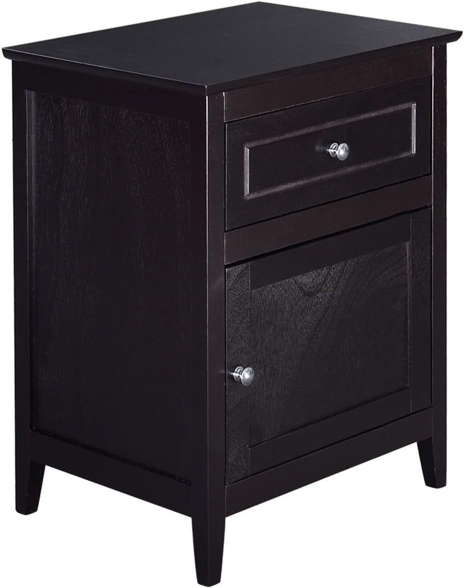 Espresso Wood End Table with Drawer, Pack of 2 T95133