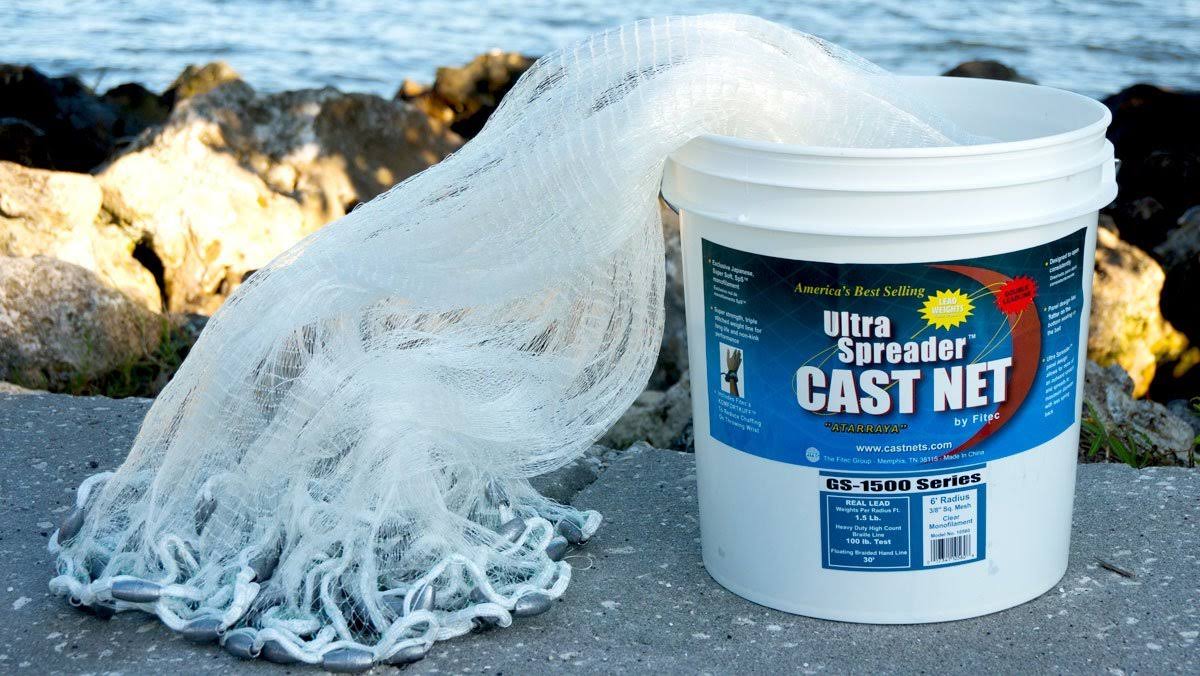 7& Spreader Cast Net 5/8 inch Mesh Clear Mono 1.5 lb Lead Wts O138514