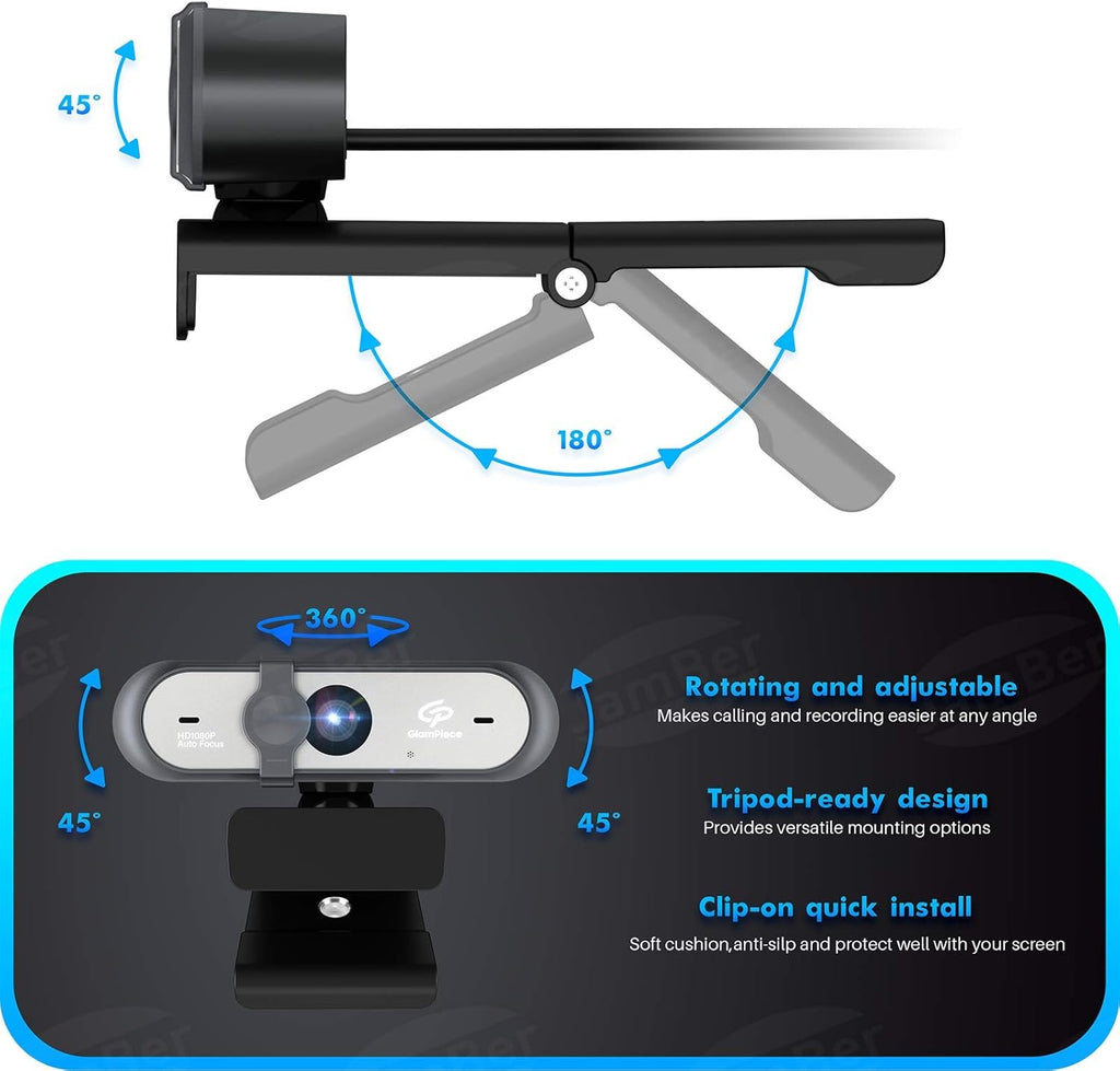 HD Webcam Autofocus 1080p with Stereo Microphone USB Webcam Pack of 2 N3180
