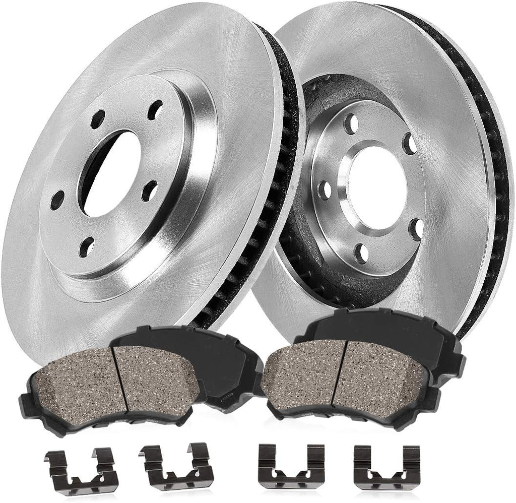 FRONT 300mm 5 Lug Brake Disc Rotors + Brake Pads + Clips J15339