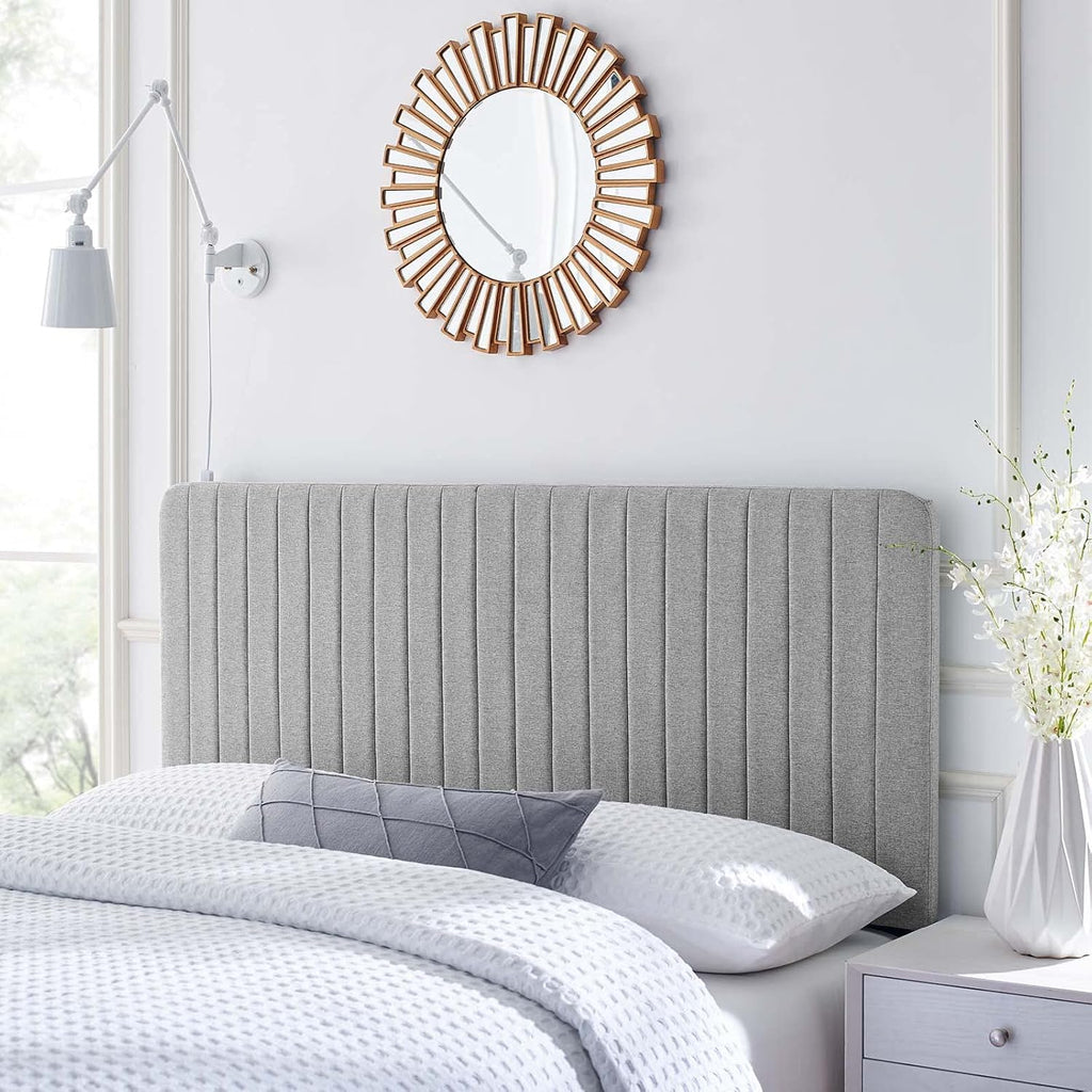 White Fabric Channel Tufted Headboard, King/California King M94921