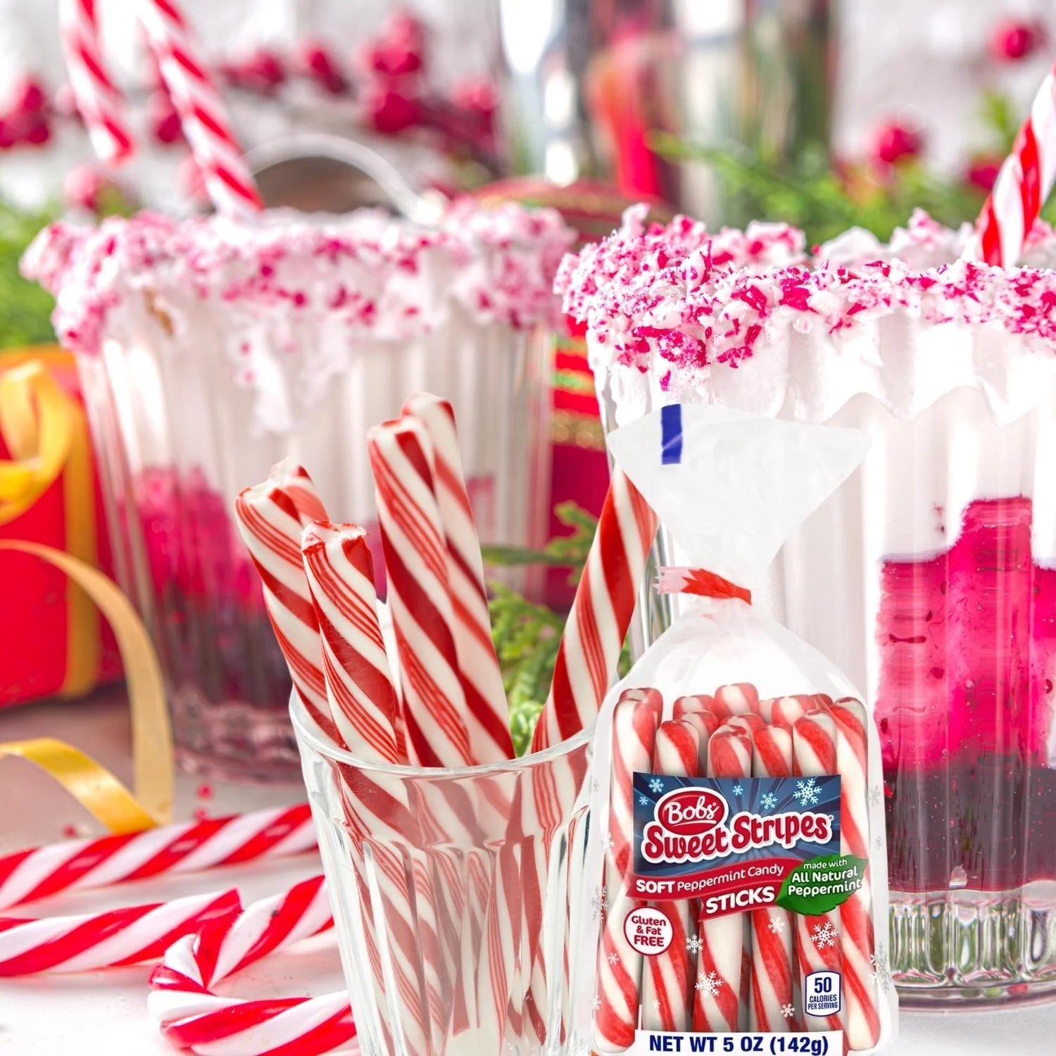 Soft Mint Candy Sticks, 5oz Peppermint Flavored Candies - 6 Bags C5080