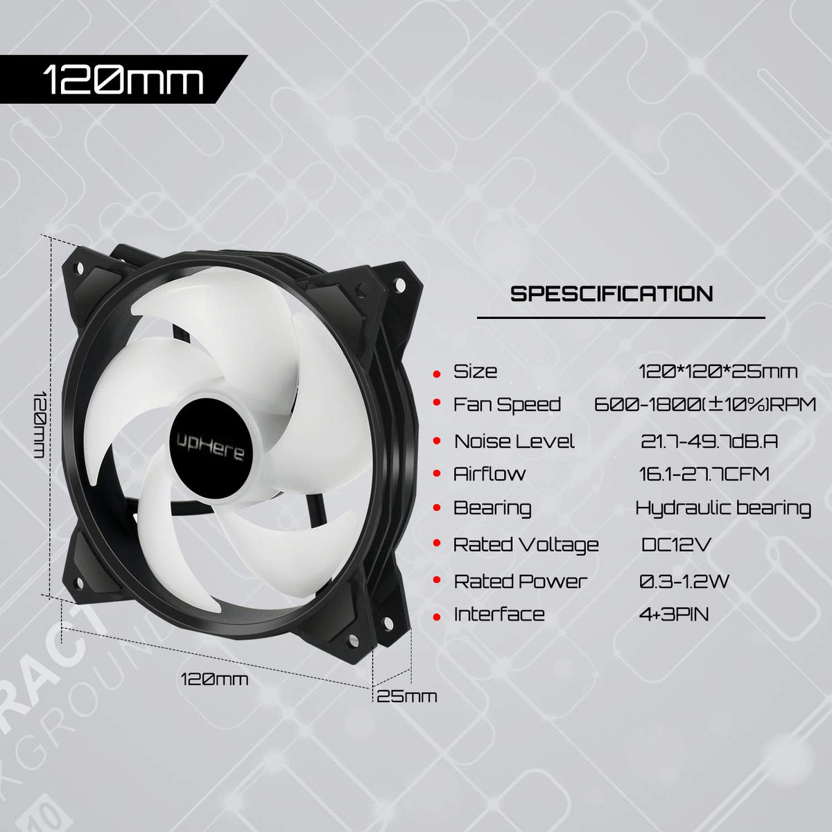 120mm 5V 3PIN Addressable RGB PWM Case Fan with Controller 5x120mm E3420