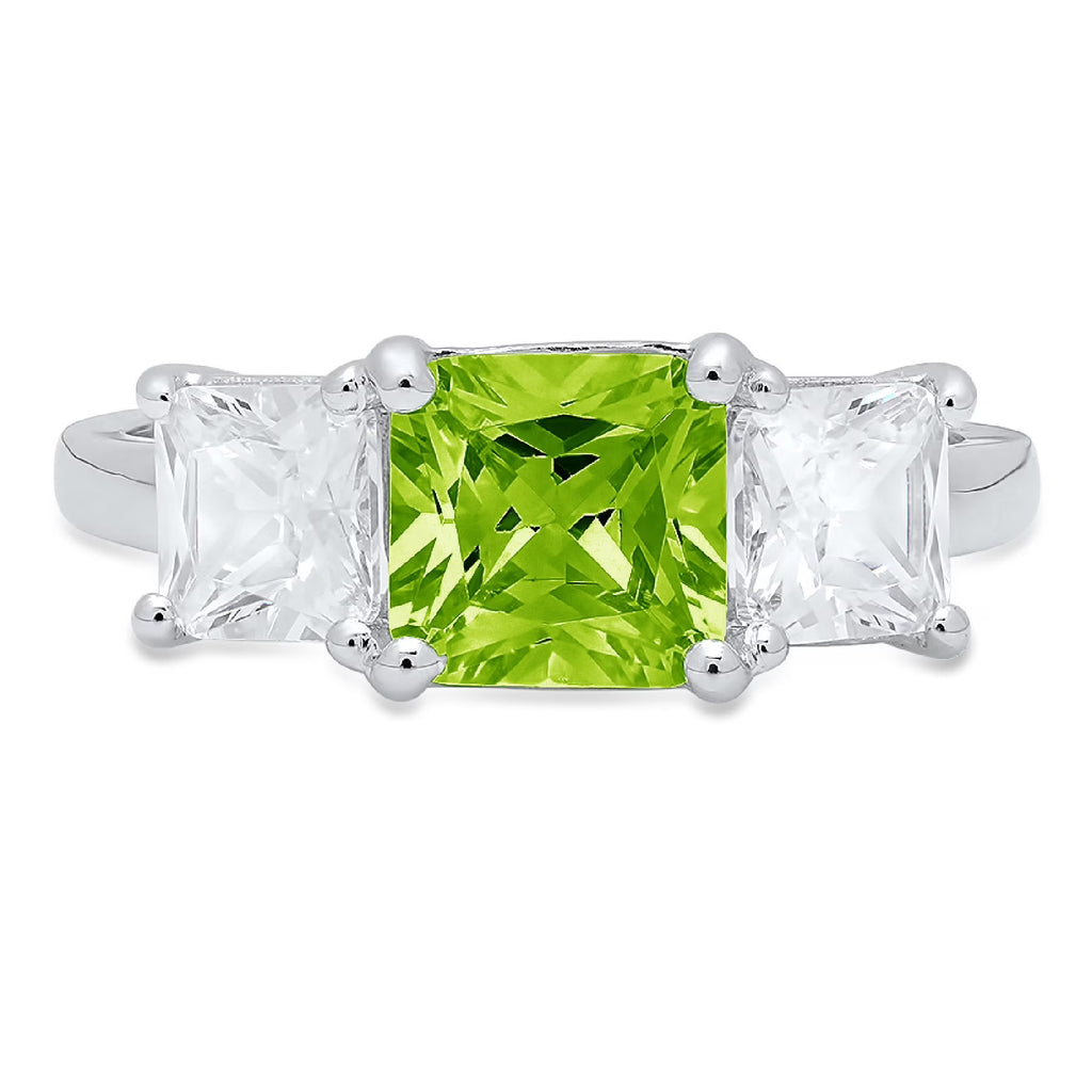 18K White Gold Three-Stone Ring SZ 6.5 R7336