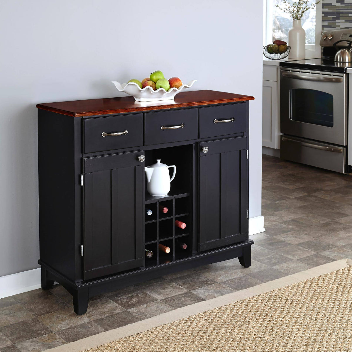 Black Buffet with Cherry Wood Top T78520