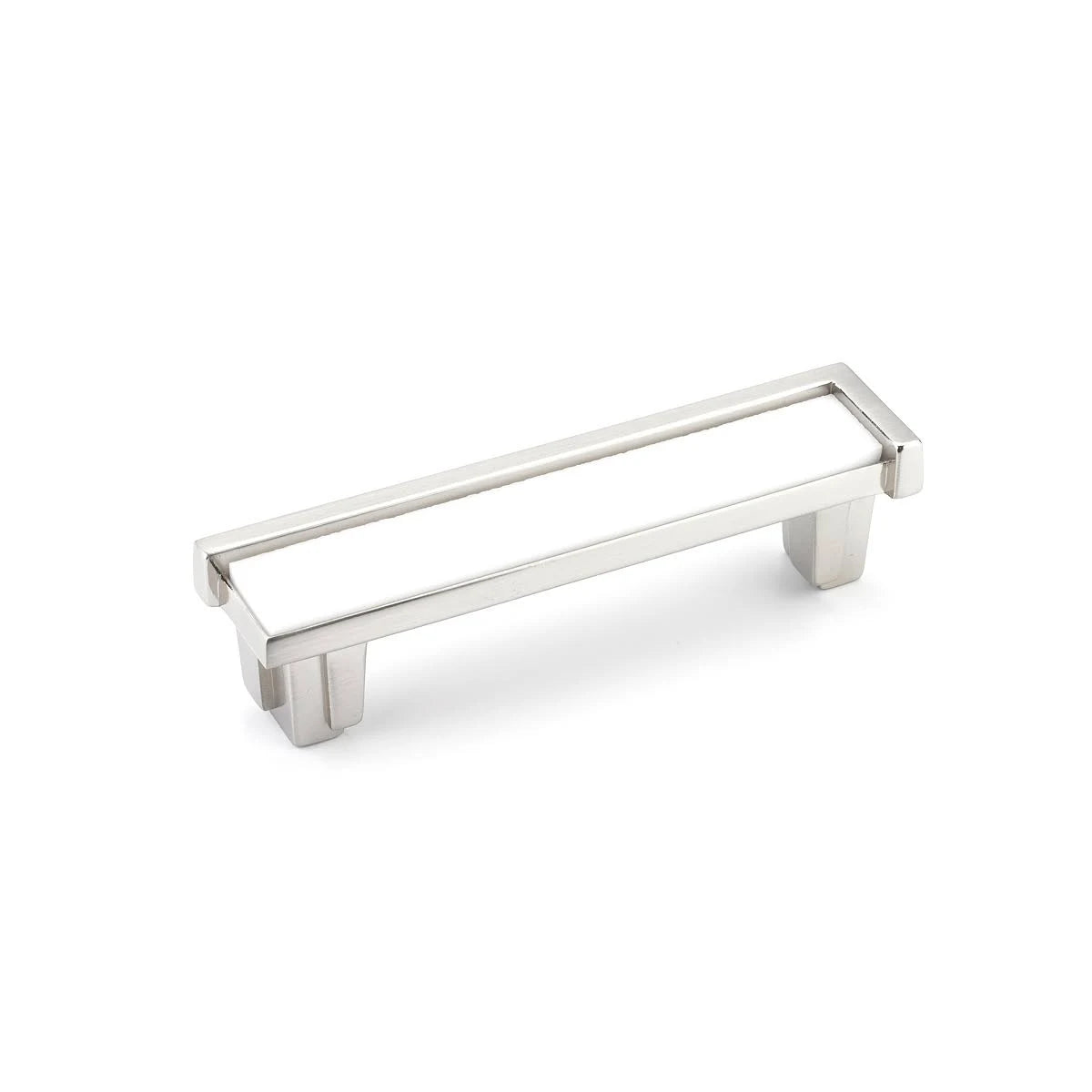 Satin Nickel White Glass Pull X1900