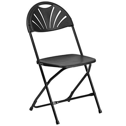Black Plastic Fan Back Folding Chair I620