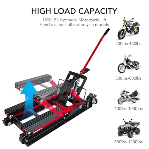 1500 LBS Hydraulic Motorcycle Lift Jack with Wheels T99883