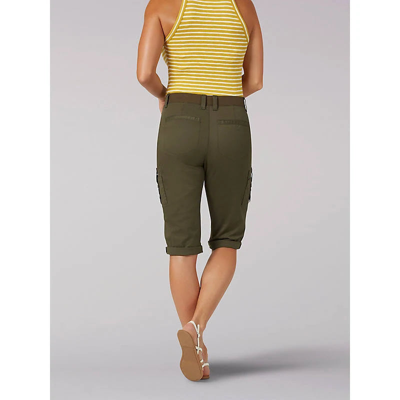 Green Relaxed Fit Cargo Skimmer Capris N738815