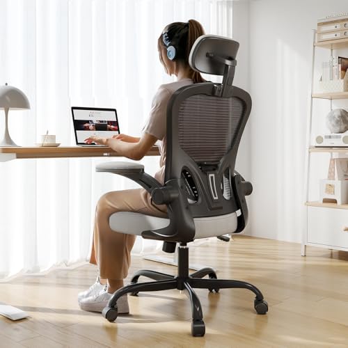 Black Ergonomic High Back Desk Chair with Flip-up Armrests K187783