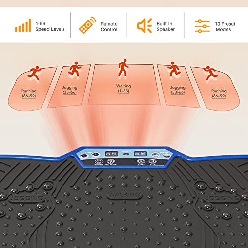 100-Speed Vibration Platform Exercise Machine with Bluetooth Speaker, Remote, Bands, 450 lbs Capacity P946508