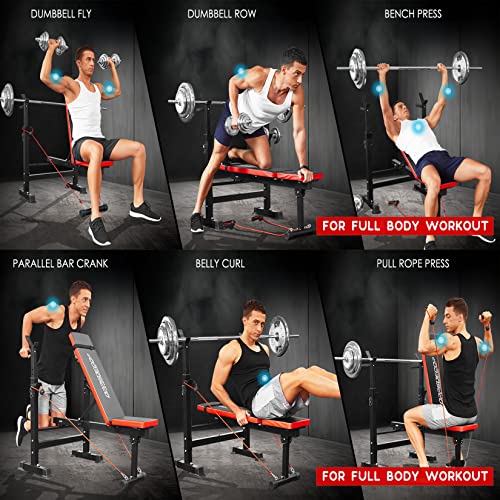 6 in 1 Weight Bench Set with Squat Rack and Barbell Rack Y7779