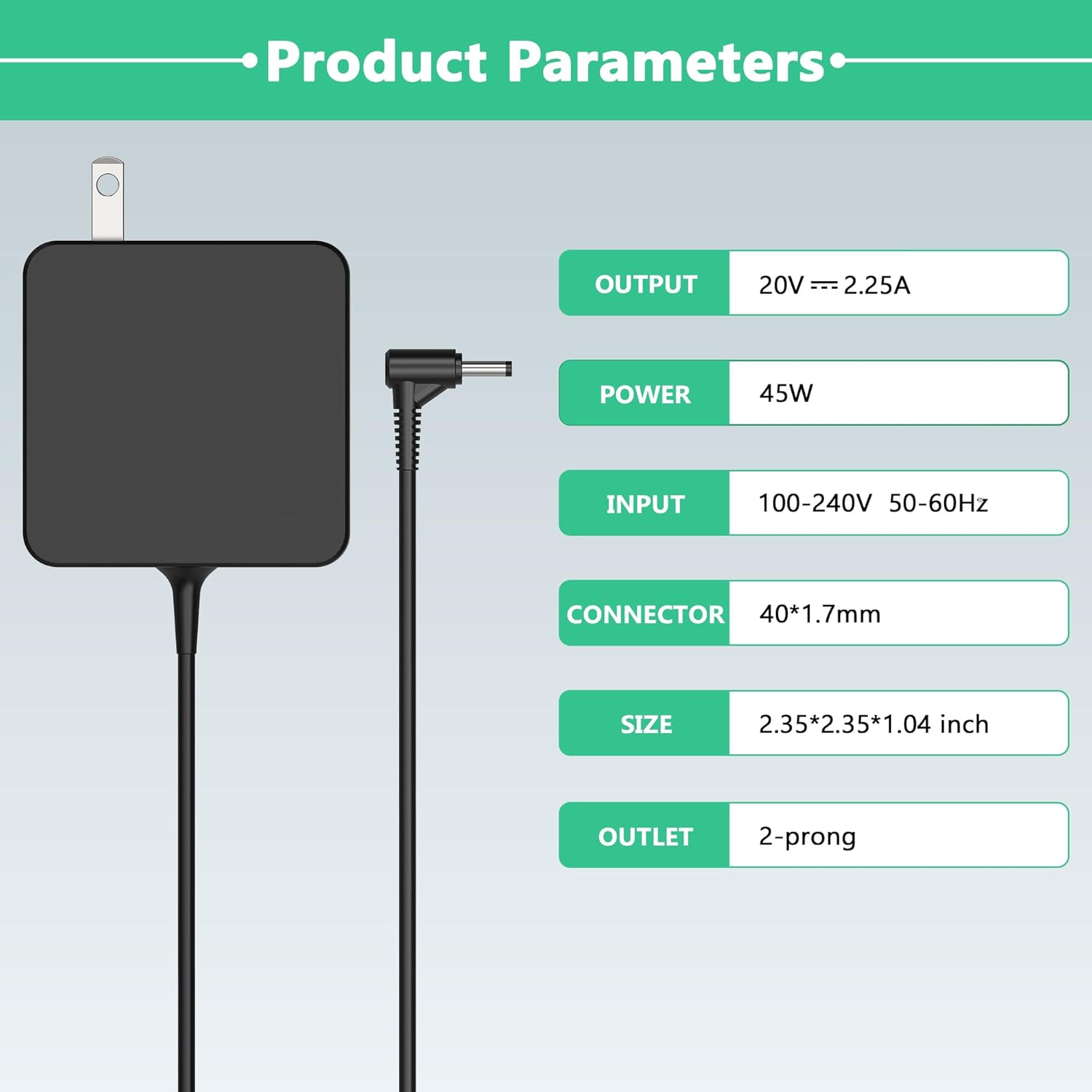 45W 20V 2.25A 4.0 * 1.7MM Round Tip Laptop Charger O436
