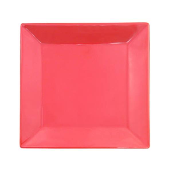 Red 8-Inch Stoneware Square Plate, Box of 24 Z495