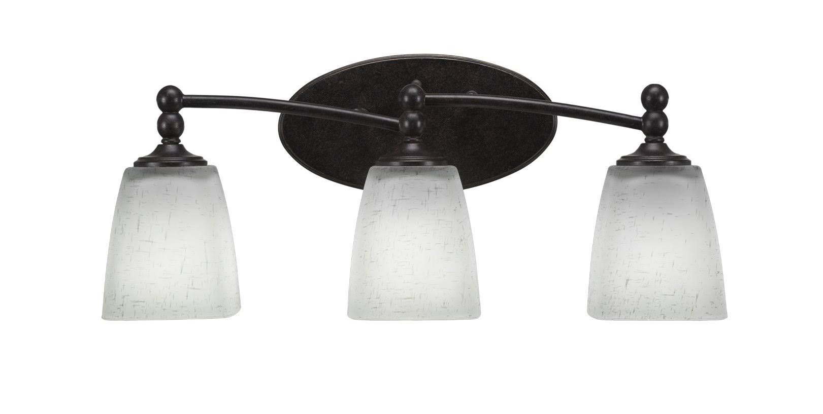 Three Light Bath Bar Dark Granite Finish with White Muslin Glass A26689