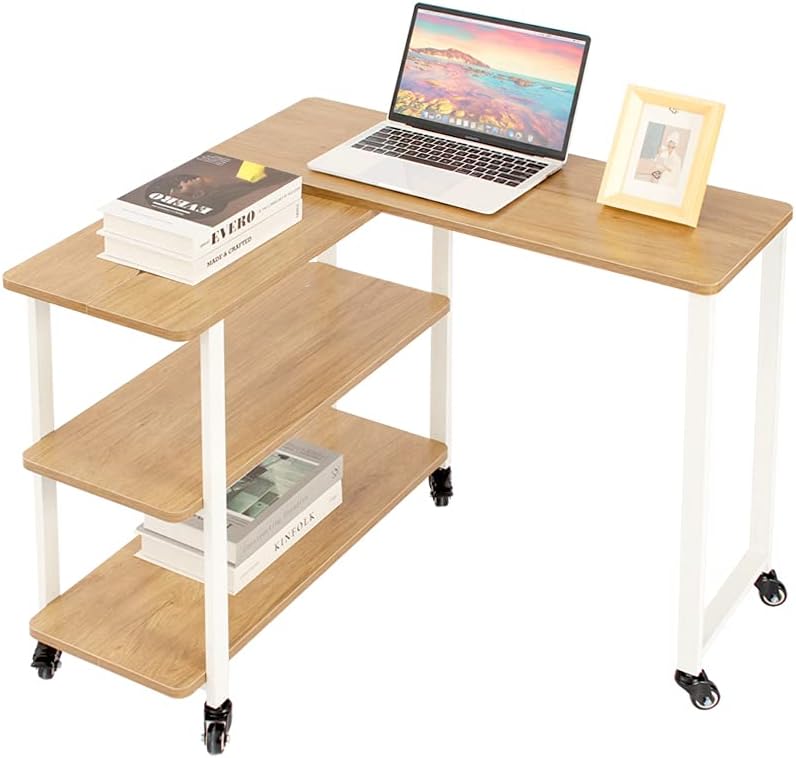 Walnut Desktop White Frame Folding Laptop Desk 39.4 Inch Pack of 2 R6795