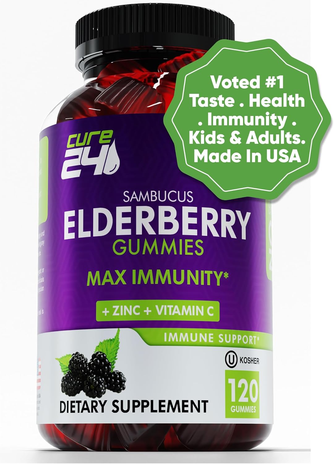 Elderberry Gummies with Vitamin C and Zinc 120 Count J8195