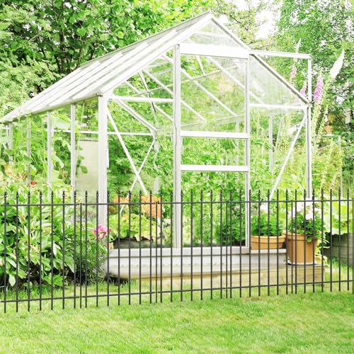 Black Metal Garden Fence 24 in H x 10 ft L 5 Panels + 6 Stakes A151
