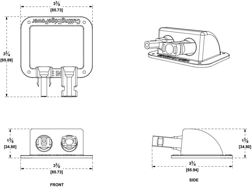 2ft 4 Ports Cable Wire Entry Housing for Solar Panels W13633