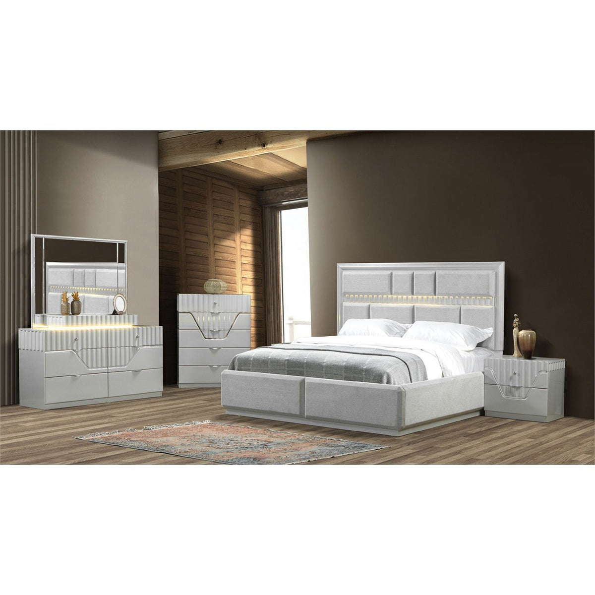 Gray 2-Drawer Wood Nightstand Q29990