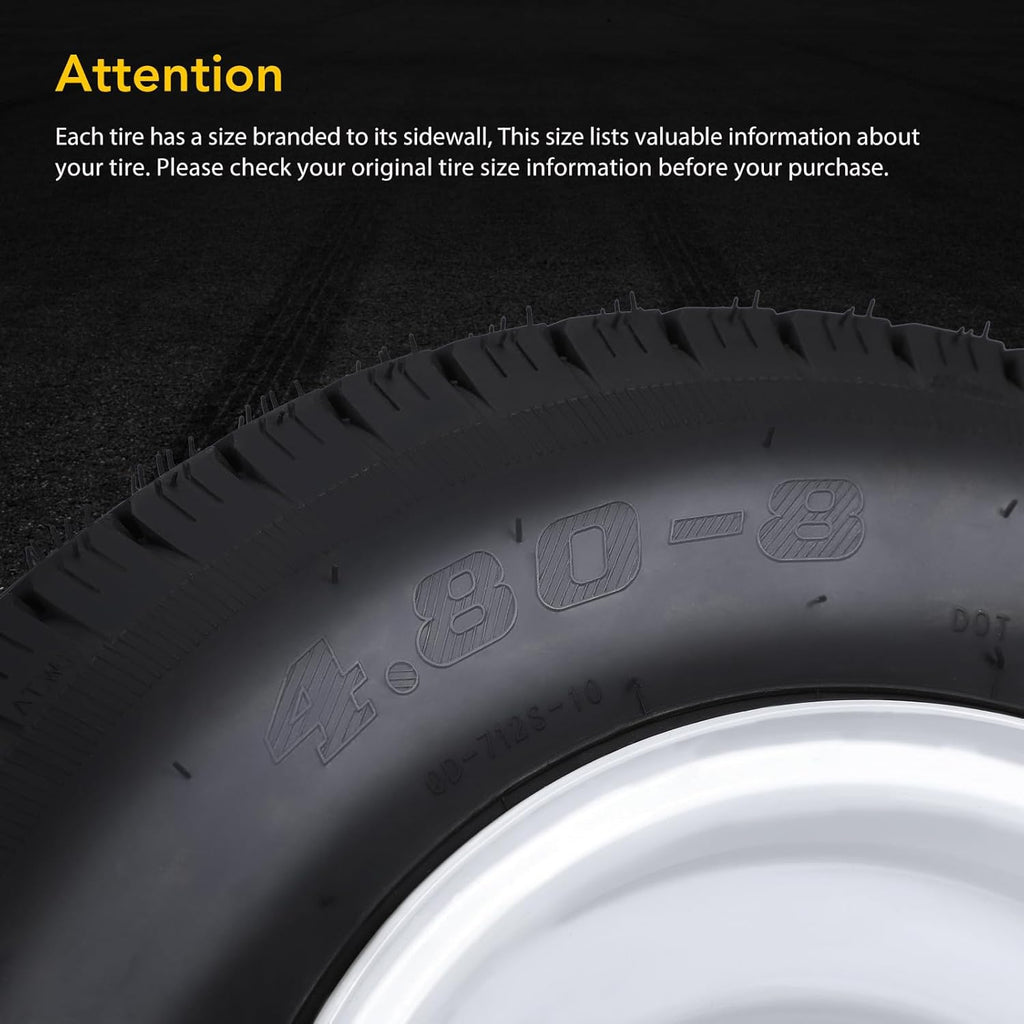 4.80-8 Trailer Tires with 8'' Rims, 4 Lug on 4'', Load Range C, 6PR A1589