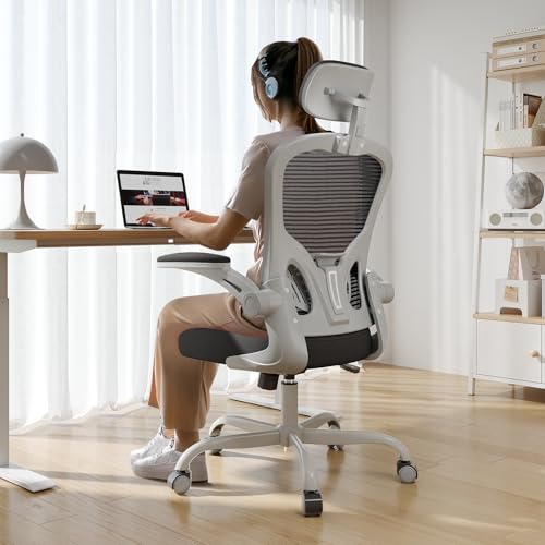 Black Ergonomic High Back Desk Chair with Flip-up Armrests K187783