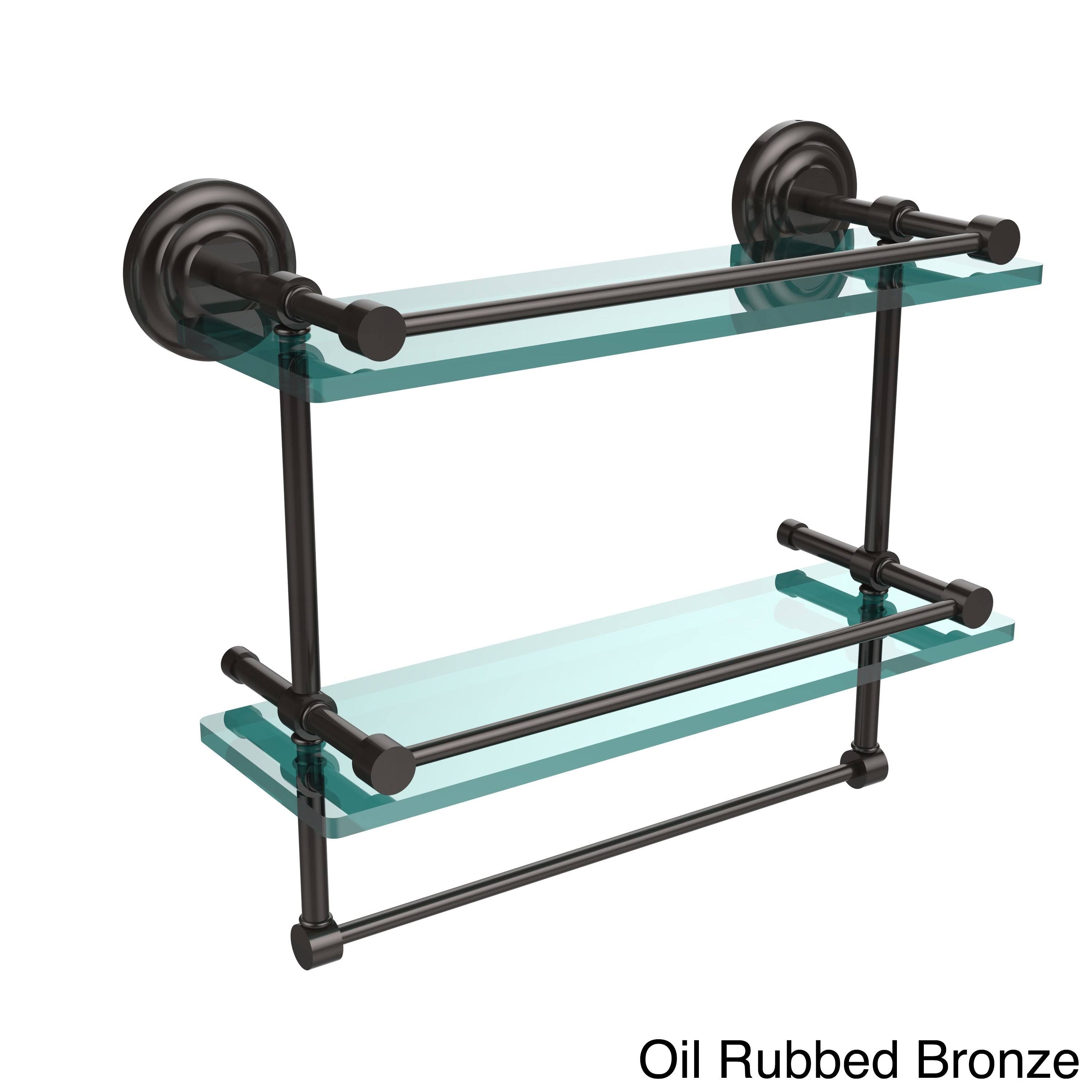 Double Glass Shelf with Towel Bar Satin Brass B5770