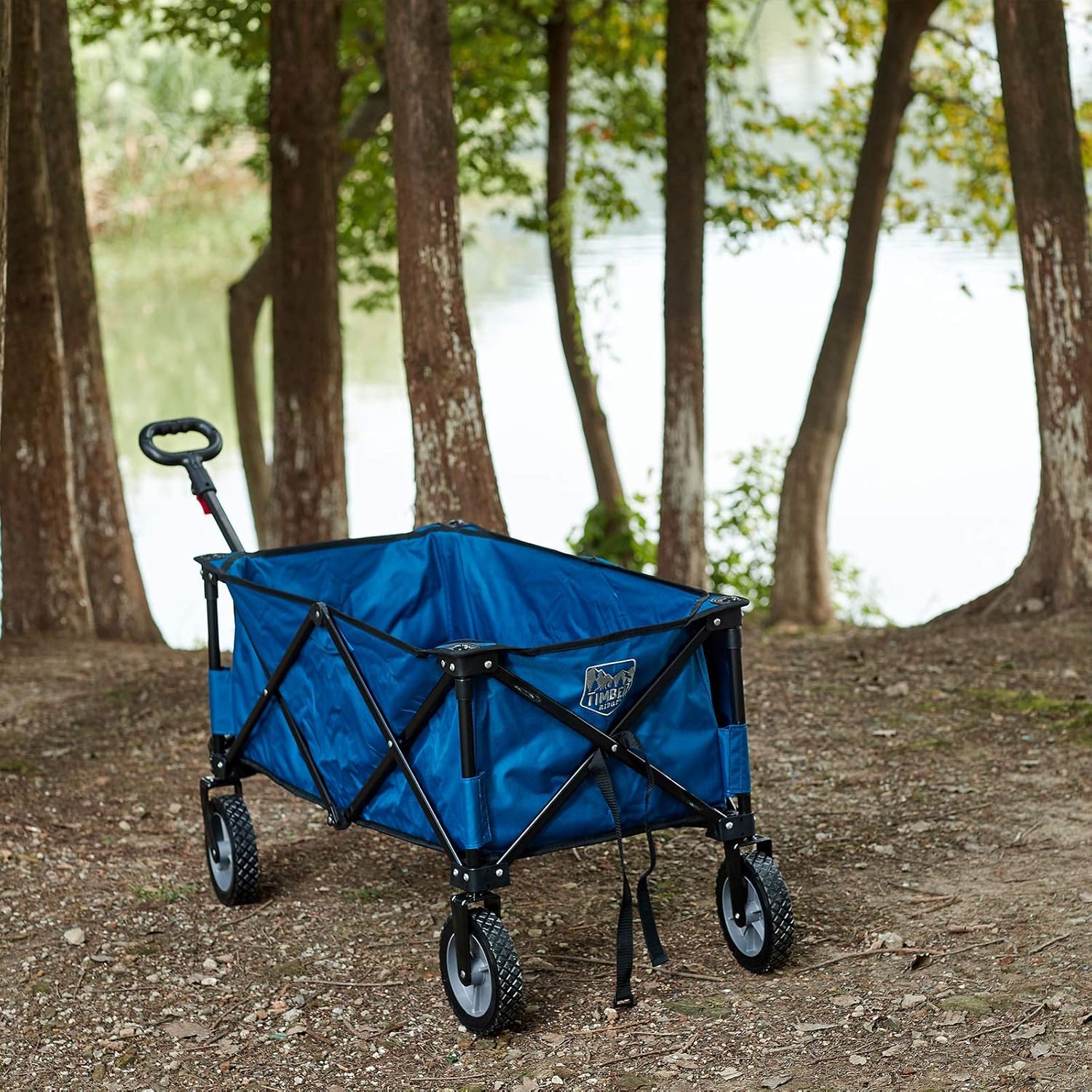 Collapsible Outdoor Folding Wagon Cart with Side Bag Cup Holder W134