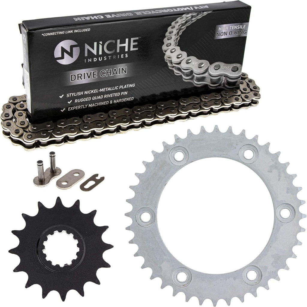 Drive Sprocket Chain Combo Front 16 Rear 40 Tooth 520NZ Standard 114 Links Pack of 2 T8421