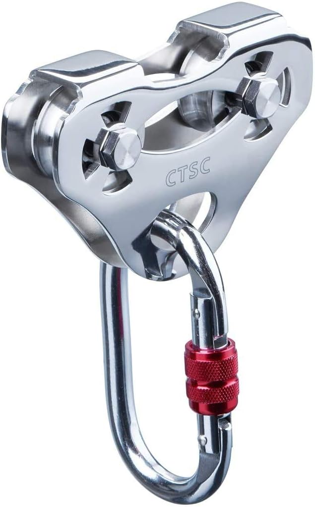 Climbing Pulleys with Oval Carabiner, Zipline Pulley Kit, Holds Upto 800lbs U509751