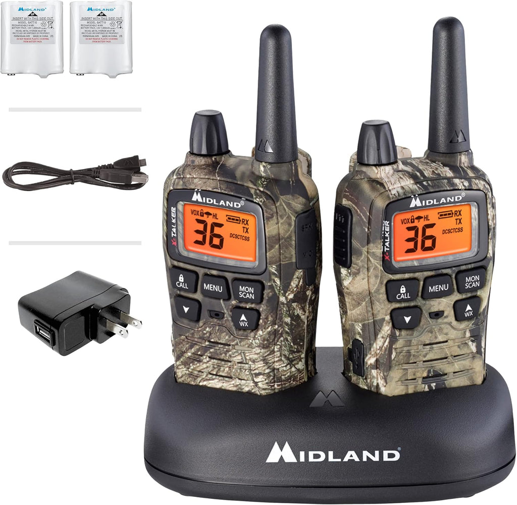 36 Channel FRS Two-Way Radio Walkie Talkie, Black/Silver, Pack of 2 F232635