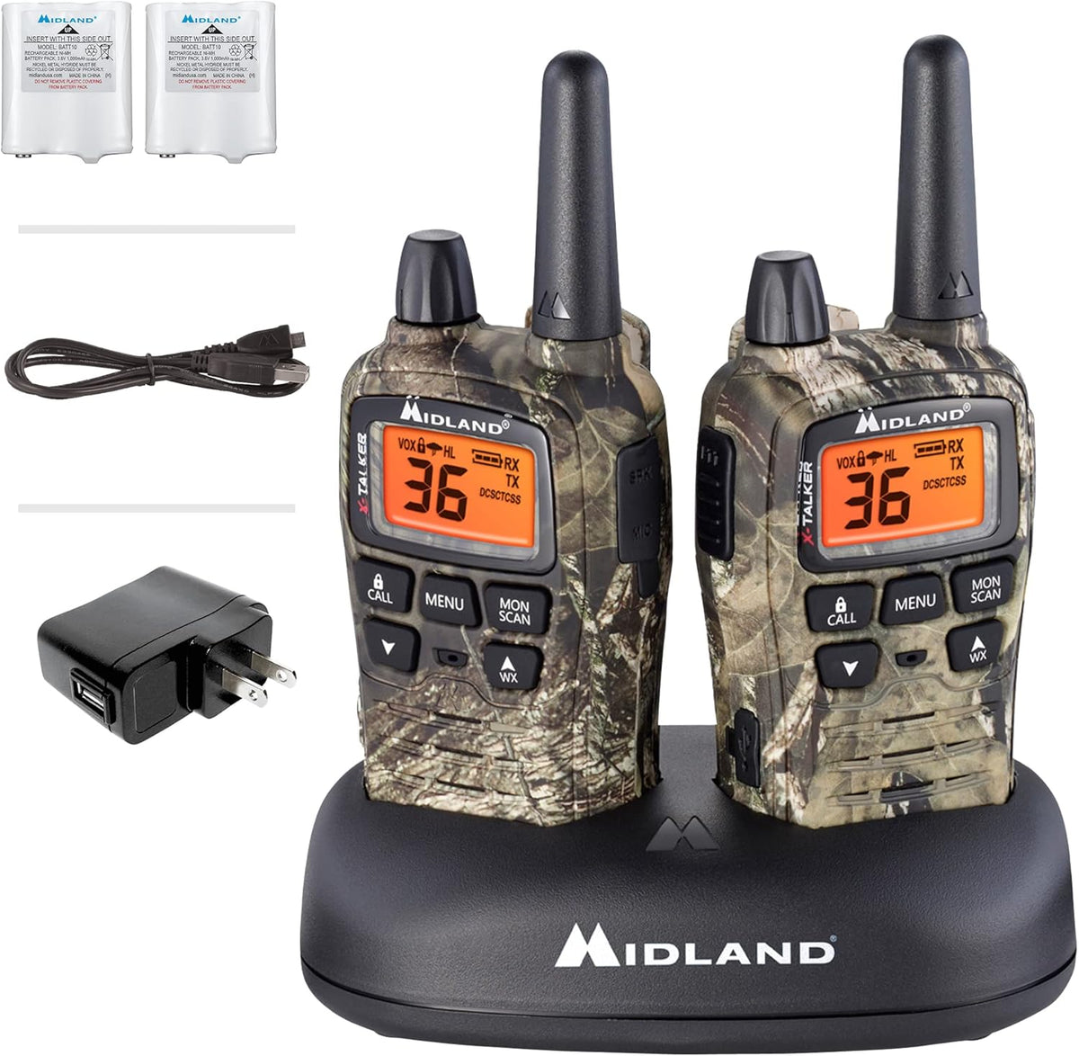 36 Channel FRS Two-Way Radio Walkie Talkie, Black/Silver, Pack of 2 F232635