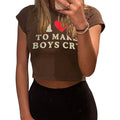 Y2K Print Crop T-Shirt Z932