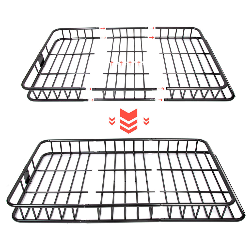 Black Roof Rack Cargo Carrier with Extension Luggage Basket V45522