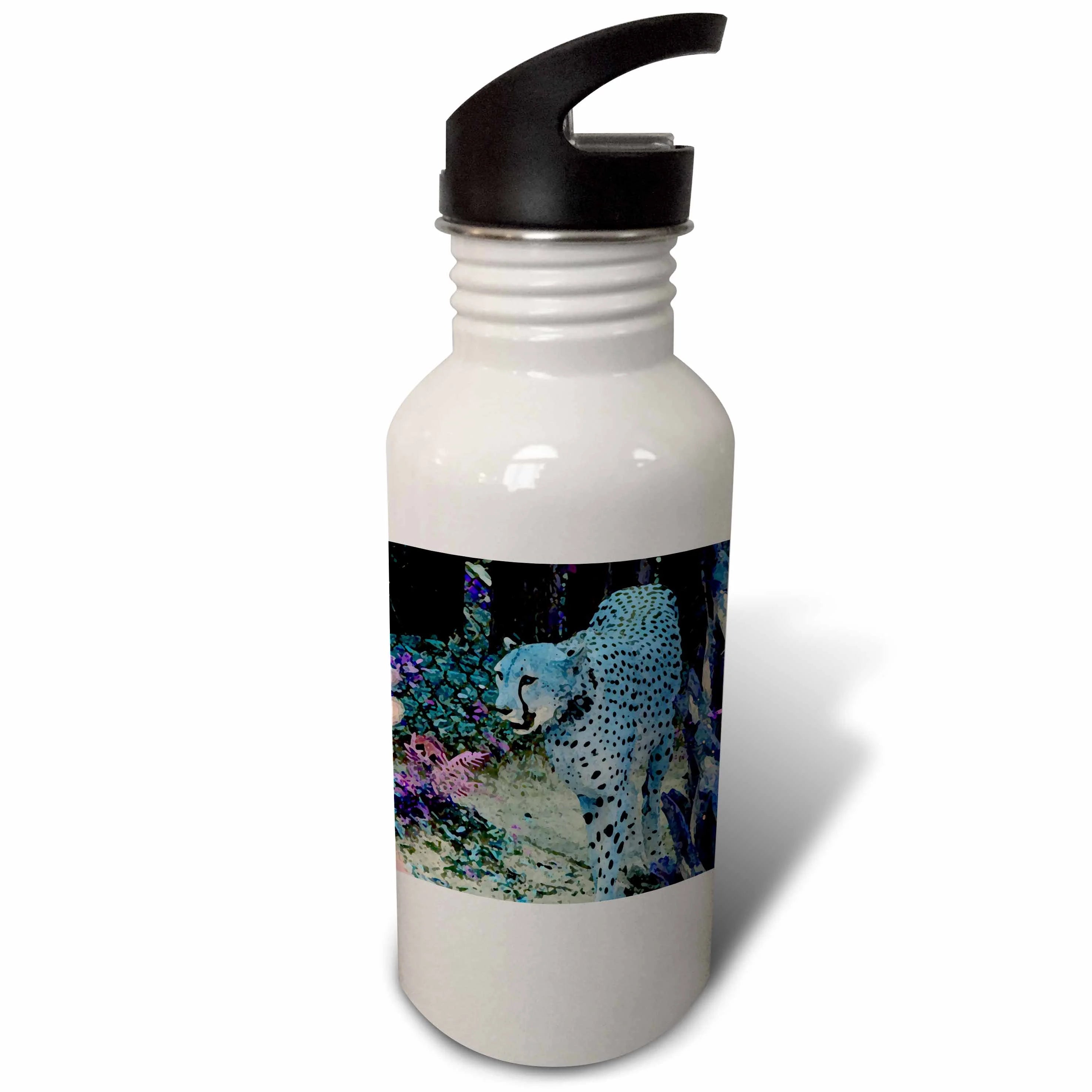 Blue Hue Cat Walking Sports Water Bottle H379421