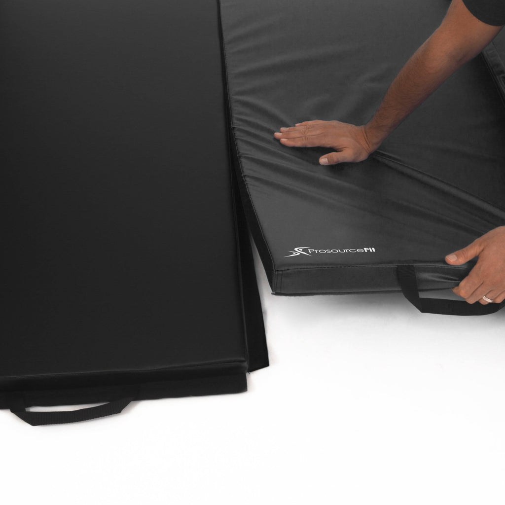 Black Tri-Fold Exercise Mat with Carrying Handles E230