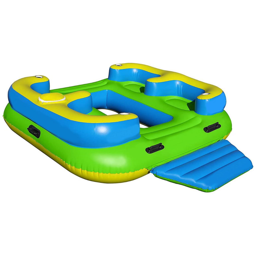 Inflatable Floating Island Lounge Raft with Cup Holders and Coolers - 4 Person R4301