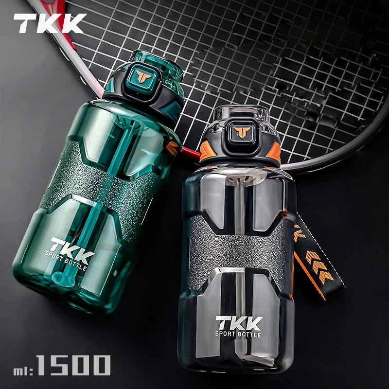 1500ml Tritan Black Sports Water Bottle with Tea Strainer L15515