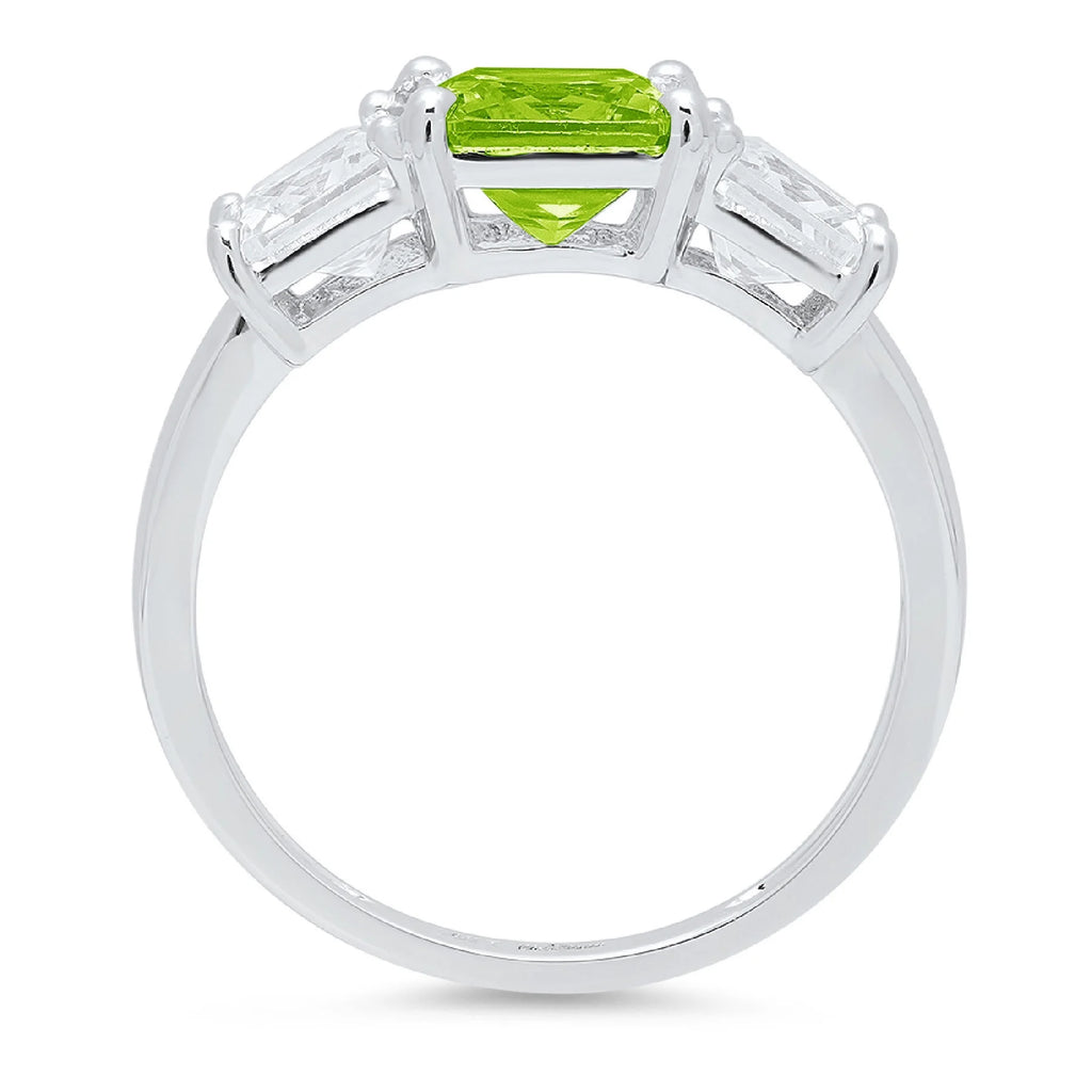 18K White Gold Three-Stone Ring SZ 6.5 R7336