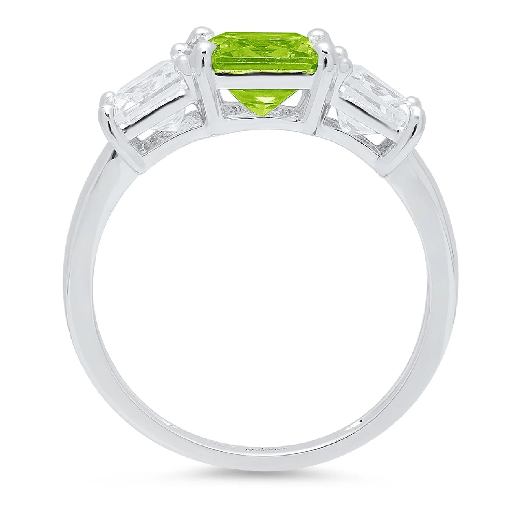 18K White Gold Three-Stone Ring SZ 6.5 R7336