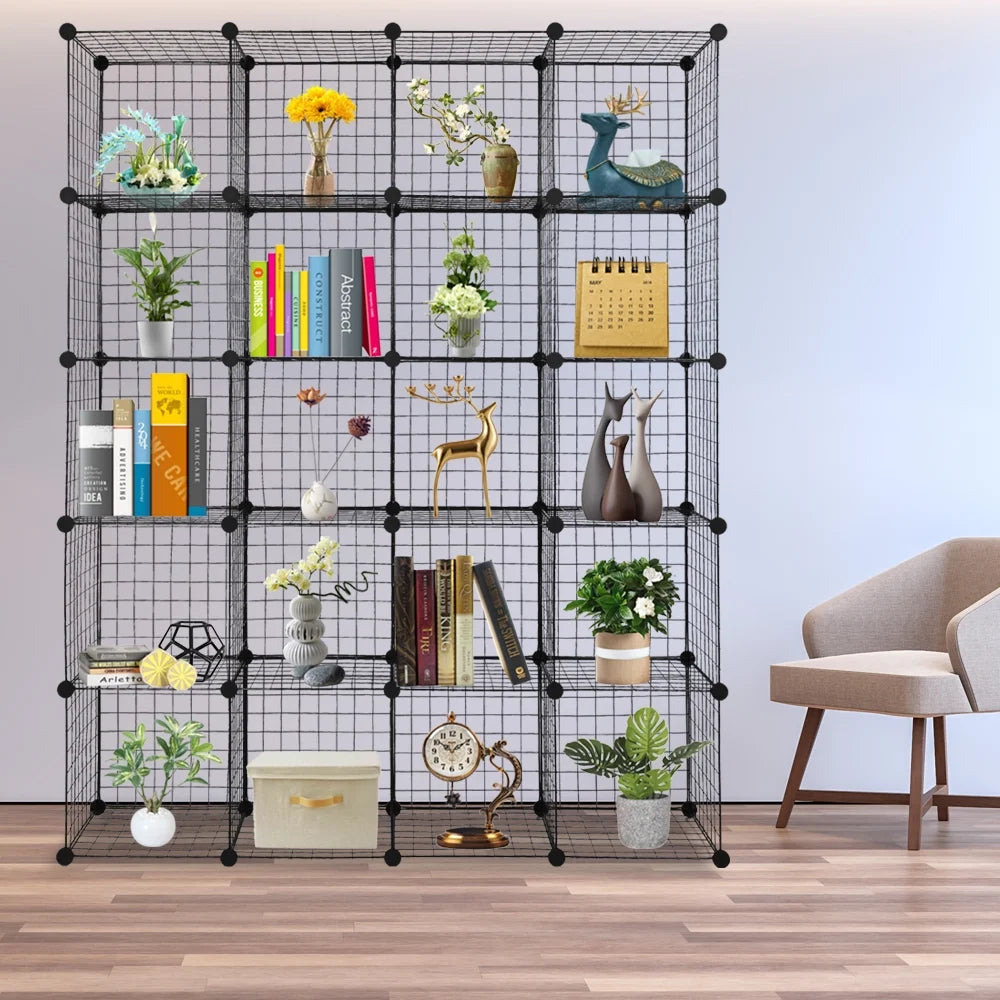 Black 20-Cube Wire Storage Shelving Unit R5952