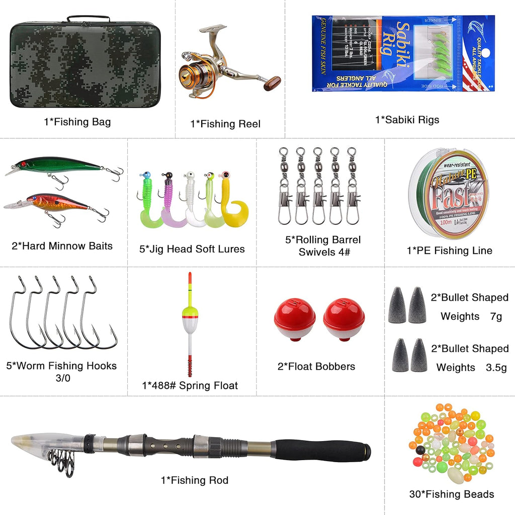 Carbon Fiber Telescopic Fishing Rod and Reel Combo Set with Carrier Bag U854669