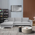 Grey Velvet Sectional Sofa with Metal Legs P9193