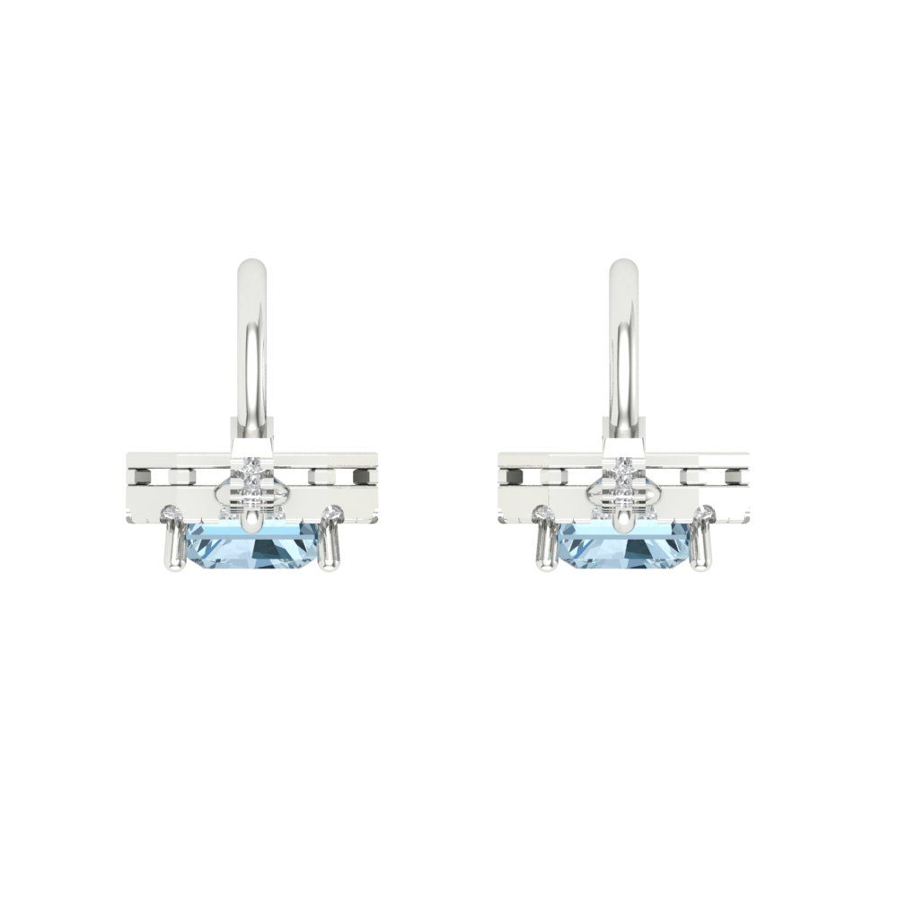Emerald Cut Halo Drop Dangle Earrings Lever Back U7364