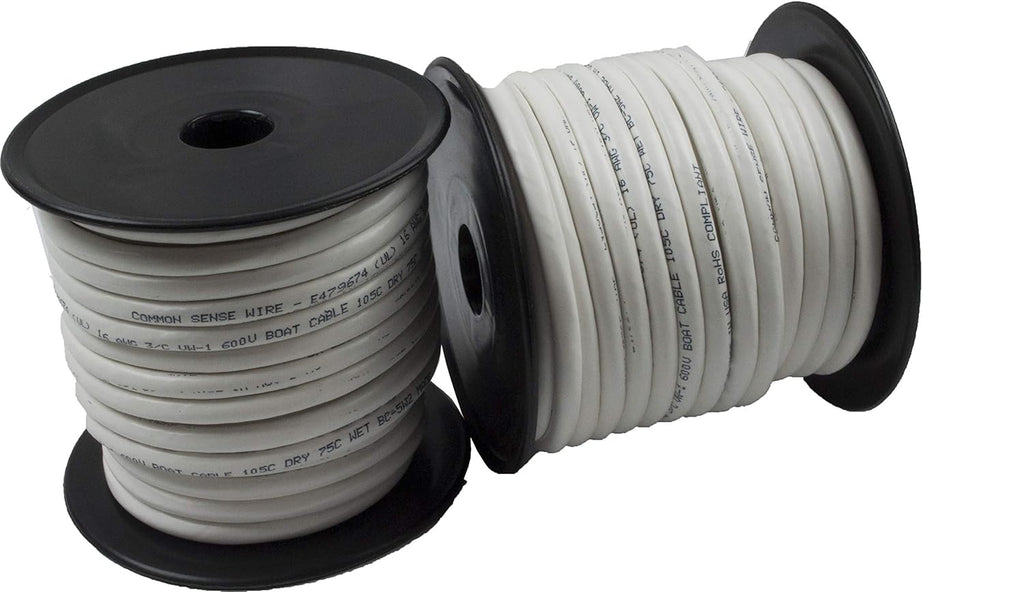 10/3 AWG Triplex Round AC Marine Wire - Tinned Copper Boat Cable - 500 Feet - Black/White/Green Q560