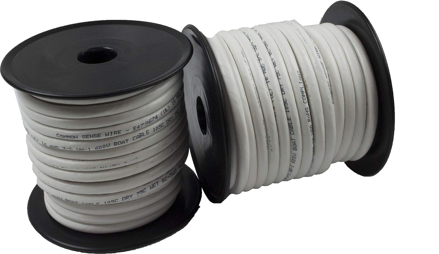 10/3 AWG Triplex Round AC Marine Wire - Tinned Copper Boat Cable - 500 Feet - Black/White/Green Q560